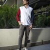 Camisa de Combinaciones Blanco, Vino, Marino FOR3151 — vista lateral