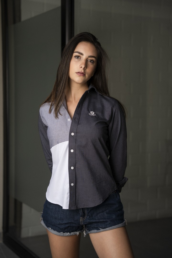 Camisa de Combinaciones Blanco, Gris FOR3251 — vista lateral