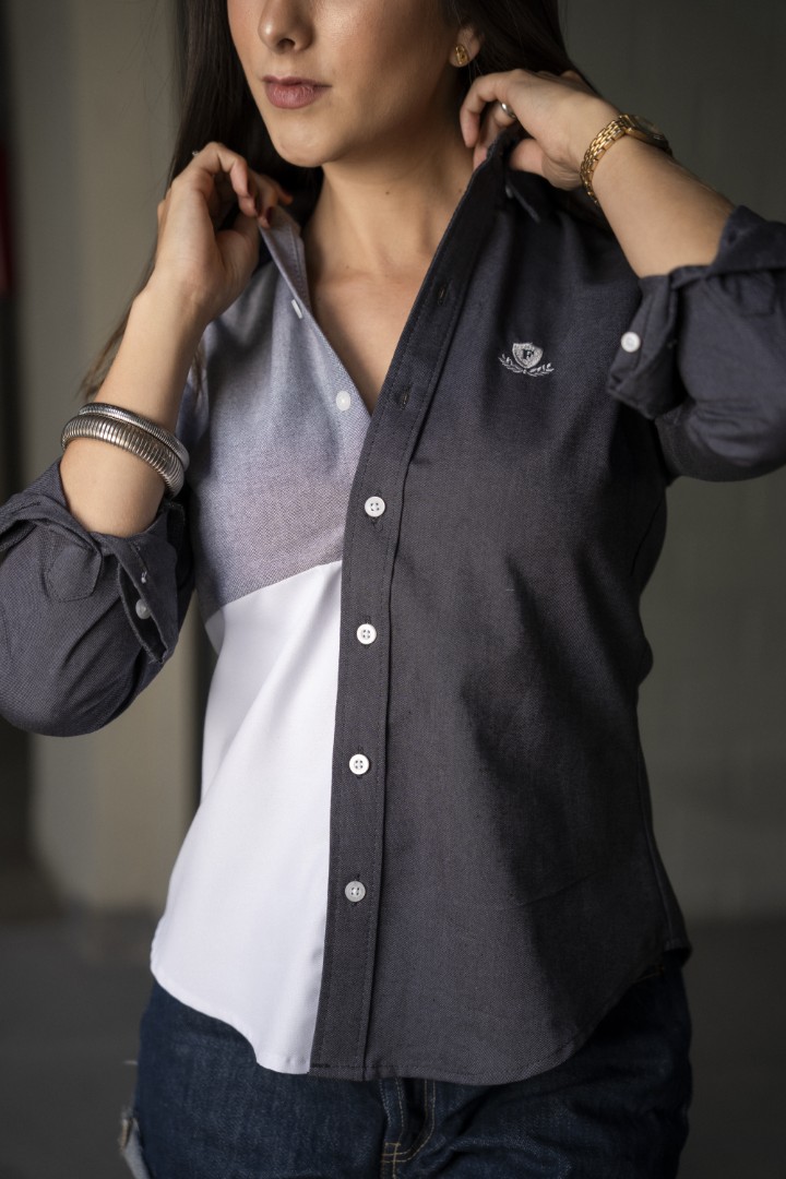 Camisa de Combinaciones Blanco, Gris FOR3251 — vista frontal