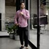 Camisa de Mini Cuadros Rojo FOR3268 — vista lateral