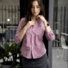 Camisa de Mini Cuadros Rojo FOR3269 — detalle de tela