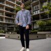 Camisa de Mini Cuadros Azul Marino FOR3270 — vista lateral