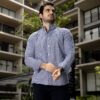 Camisa de Mini Cuadros Azul Marino FOR3270 — detalle