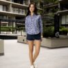 Camisa de Mini Cuadros Azul Marino FOR3271 — vista lateral