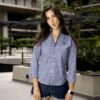 Camisa de Mini Cuadros Azul Marino FOR3271 — detalle