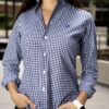 Camisa de Mini Cuadros Azul Marino FOR3271 — vista posterior