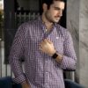 Camisa de Mini Cuadros Tinto Fino FOR3272 — detalle