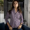 Camisa de Mini Cuadros Tinto Fino FOR3273 — vista lateral