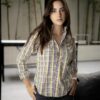 Camisa de Mini Cuadros Multicolor, Amarillo FOR3275 — detalle
