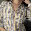 Camisa de Mini Cuadros Multicolor, Amarillo FOR3275 — vista frontal