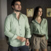 Camisa Basica Verde Pistache FOR3305 — detalle de tela