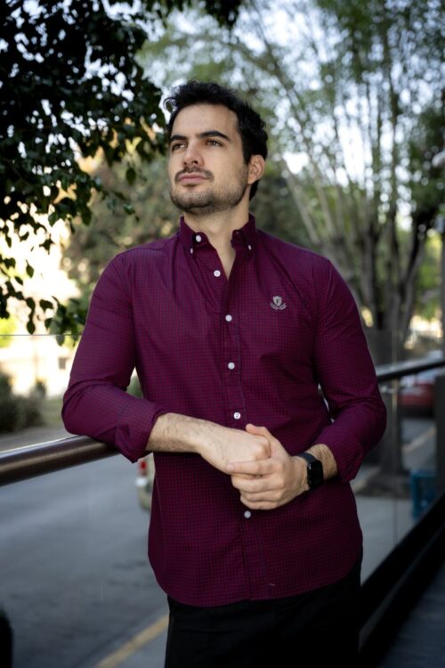 Camisa de Cuadros Marino, Vino FOR3314 — vista frontal
