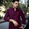Camisa de Cuadros Marino, Vino FOR3314 — vista posterior