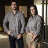 Camisa de Cuadros Café, Cielo FOR3320 — detalle de tela