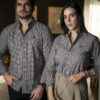 Camisa de Cuadros Café, Cielo FOR3321 — detalle de tela