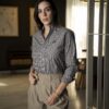 Camisa de Cuadros Café, Cielo FOR3321 — en modelo
