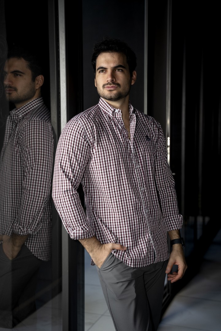 Camisa de Cuadros Blanco, Vino FOR3324 — vista frontal