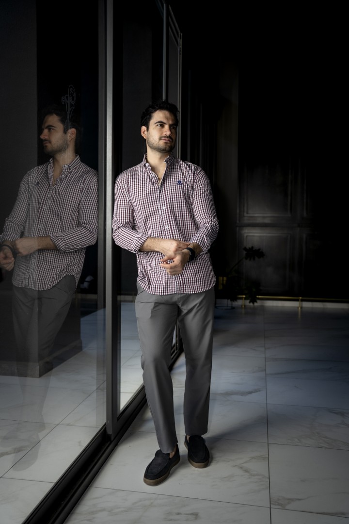 Camisa de Cuadros Blanco, Vino FOR3324 — vista lateral