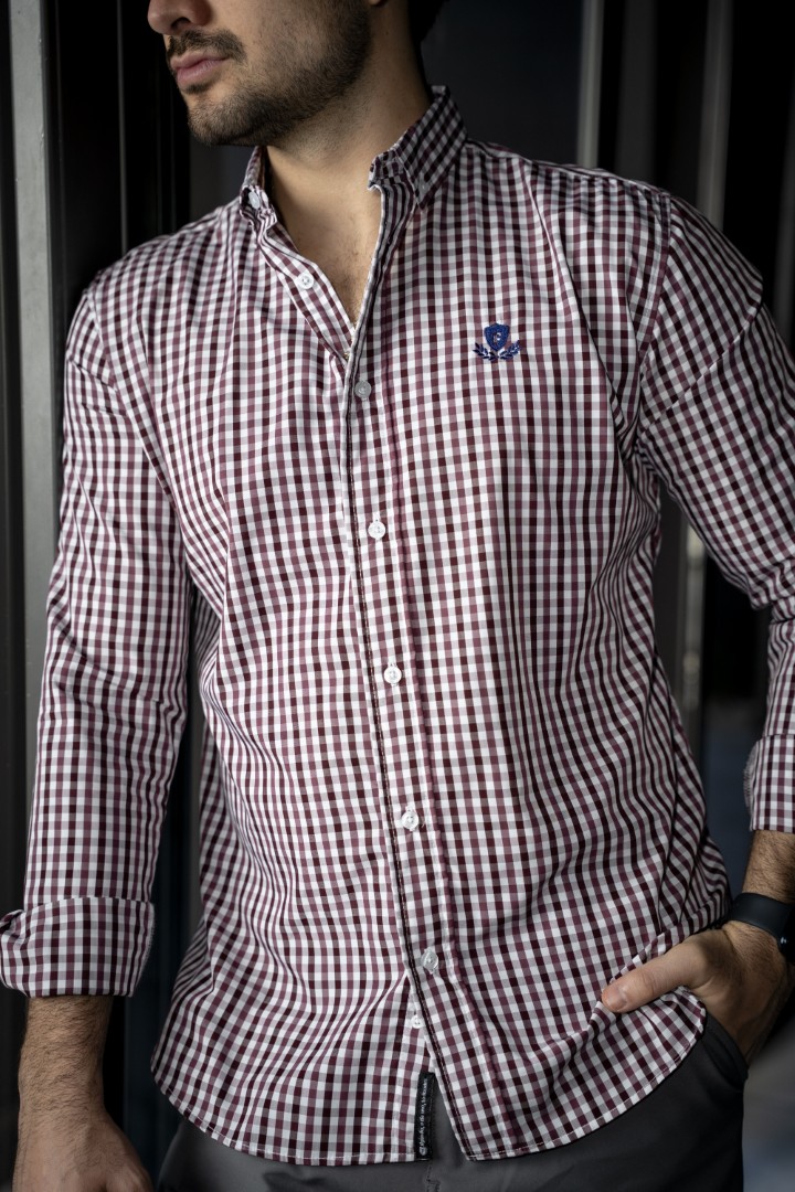 Camisa de Cuadros Blanco, Vino FOR3324 — detalle