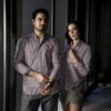 Camisa de Cuadros Blanco, Vino FOR3325 — detalle de tela