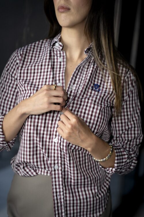 Camisa de Cuadros Blanco, Vino FOR3325 — vista frontal