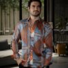 Camisa de Rayas Naranja FOR3328 — vista frontal