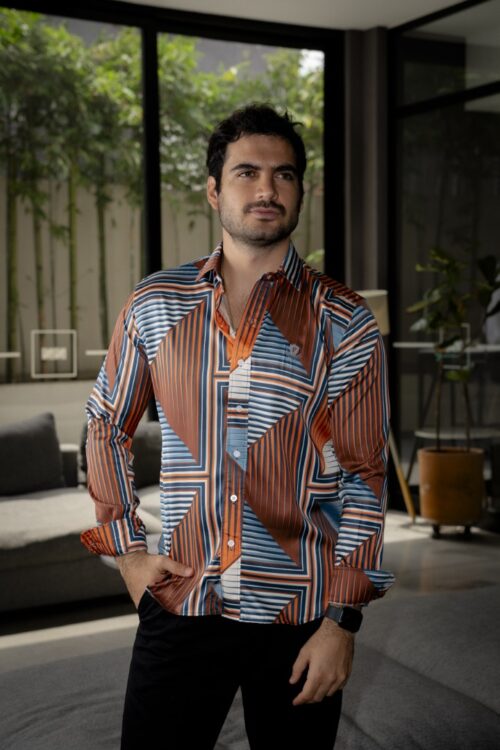 Camisa de Rayas Naranja FOR3328 — vista frontal