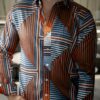 Camisa de Rayas Naranja FOR3328 — vista posterior