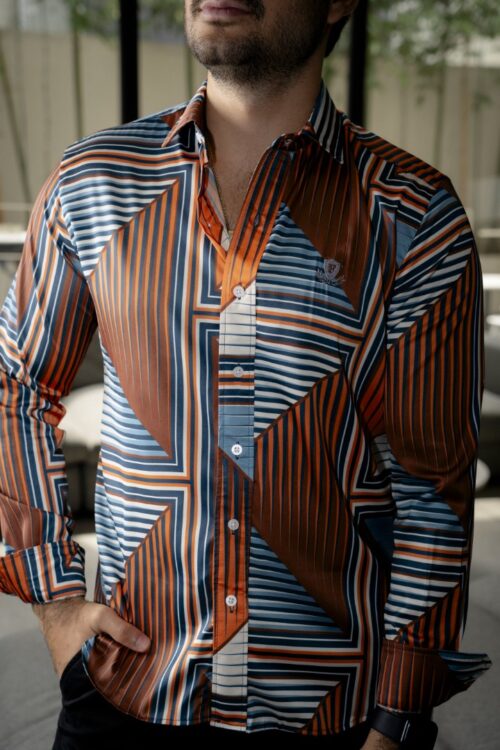 Camisa de Rayas Naranja FOR3328 — vista posterior