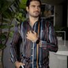 Camisa de Rayas Negro, Multicolor FOR3329 — vista frontal