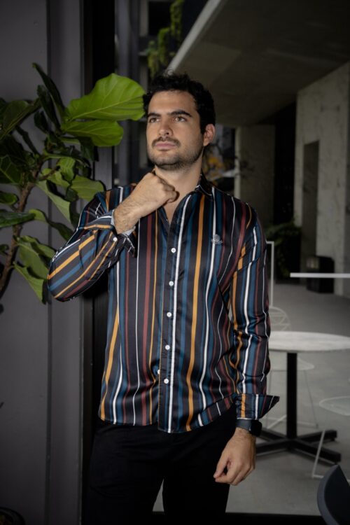 Camisa de Rayas Negro, Multicolor FOR3329 — vista posterior