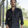 Camisa oxford negra FOR2517 — vista frontal