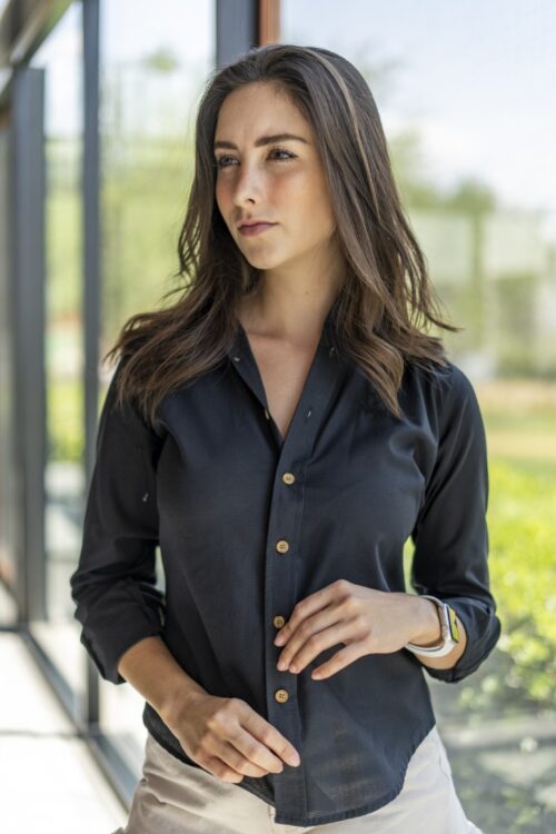 Alternative view of Camisa oxford negra | FOR2523