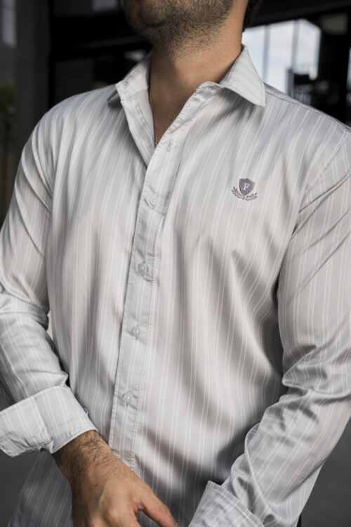 Camisa de Rayas Gris FOR3331 — vista frontal