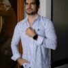 Camisa de Rayas Cielo, Blanco FOR3332 — vista lateral
