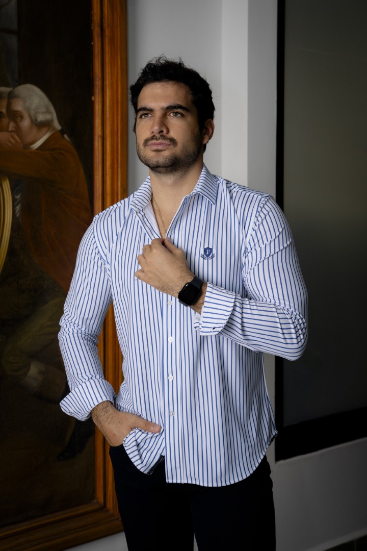 Camisa de Rayas Cielo, Blanco FOR3332 — vista lateral