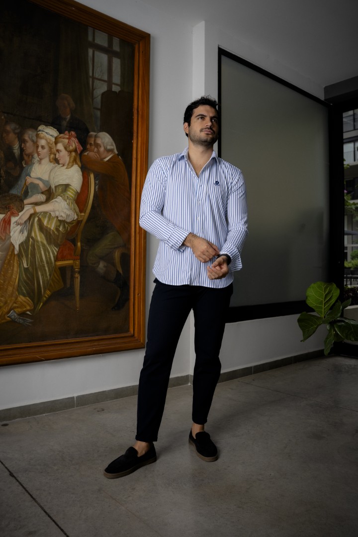 Camisa de Rayas Cielo, Blanco FOR3332 — detalle