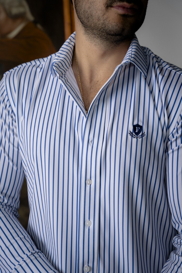 Camisa de Rayas Cielo, Blanco FOR3332 — vista frontal