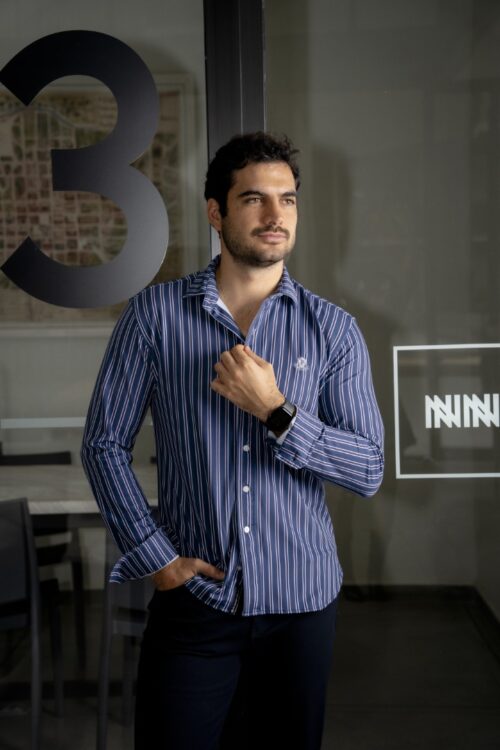 Camisa de Rayas Marino FOR3333 — vista frontal