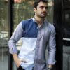 Camisa de Combinaciones Gris, Marino, Cielo FOR3252 — en modelo