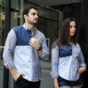 Camisa de Combinaciones Gris, Marino, Cielo FOR3253 — detalle de tela