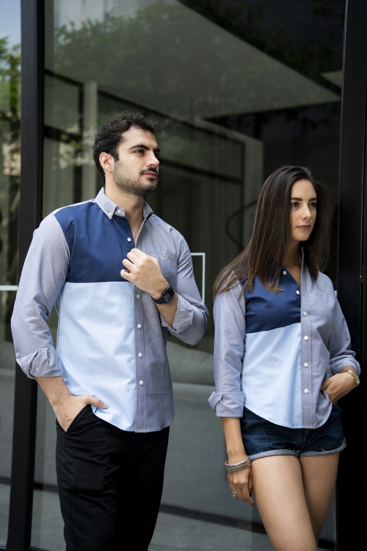 Camisa de Combinaciones Gris, Marino, Cielo FOR3253 — detalle de tela