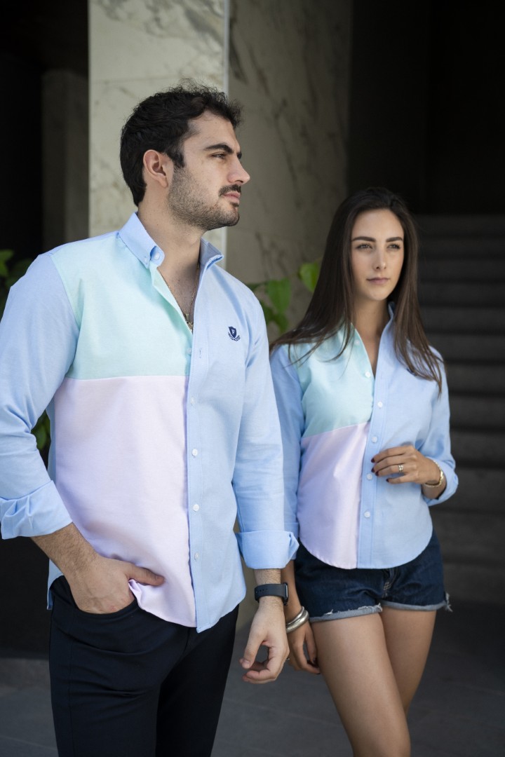 Camisa de Combinaciones Cielo, Menta, Rosa FOR3263 — en modelo