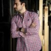 Camisa de cuadros rojo, negro y blanco FOR3318 — vista posterior