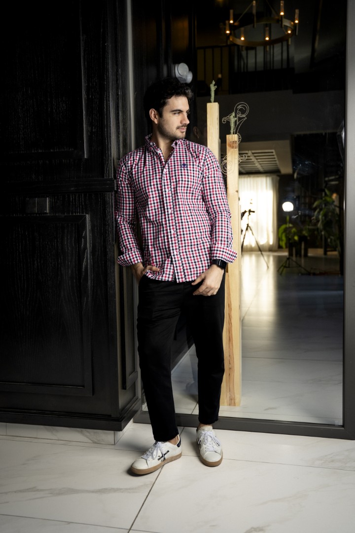 Camisa de cuadros rojo, negro y blanco FOR3318 — detalle