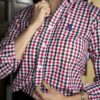 Camisa de cuadros rojo, negro, blanco FOR3319 — vista frontal