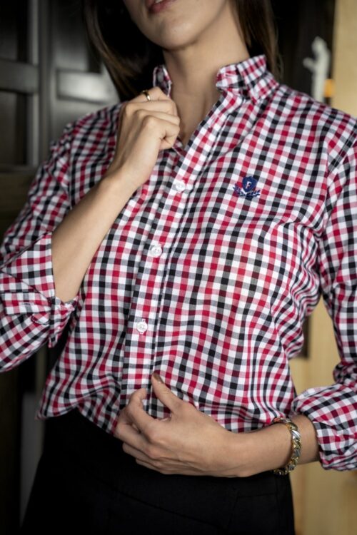 Camisa de cuadros rojo, negro, blanco FOR3319 — vista frontal