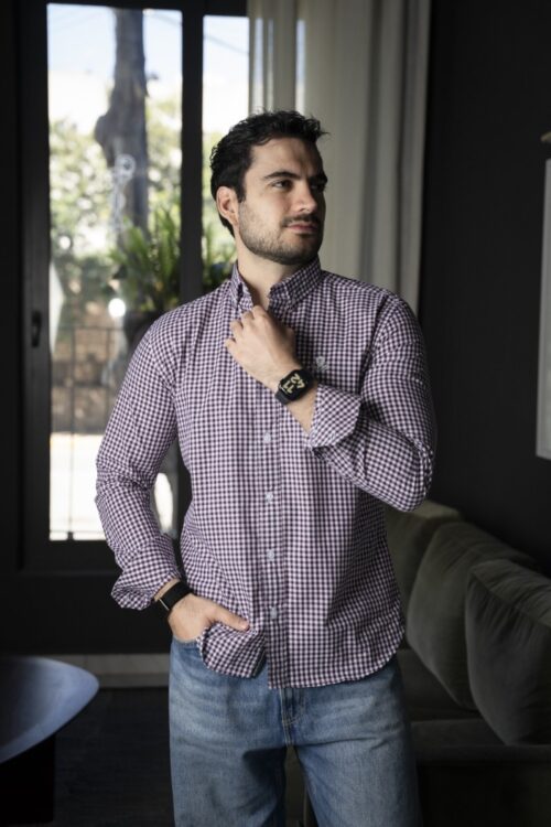Camisa de cuadros Blanco, Azul, Marino y Vino FOR3340 — vista frontal