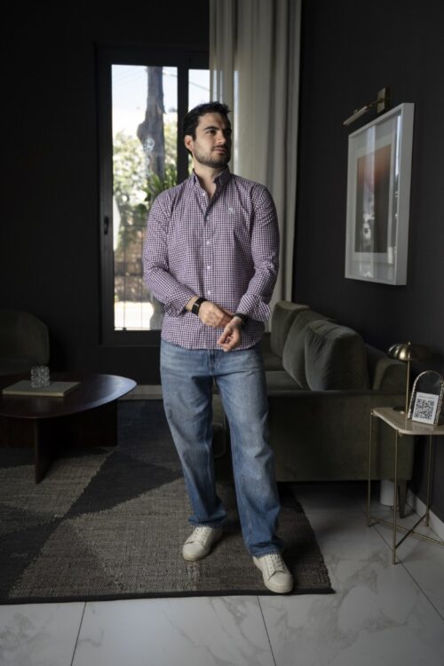 Camisa de cuadros Blanco, Azul, Marino y Vino FOR3340 — vista posterior