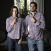 Camisa de cuadros Blanco, Azul, Marino y Vino FOR3340 — detalle de tela